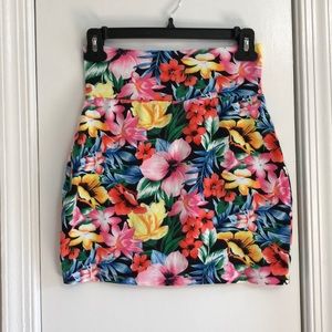 Floral Body Con Mini Skirt